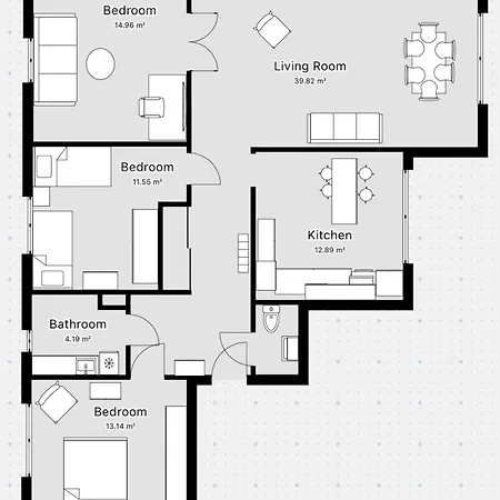 公寓 101 M2 Bright Four-room Near The Center